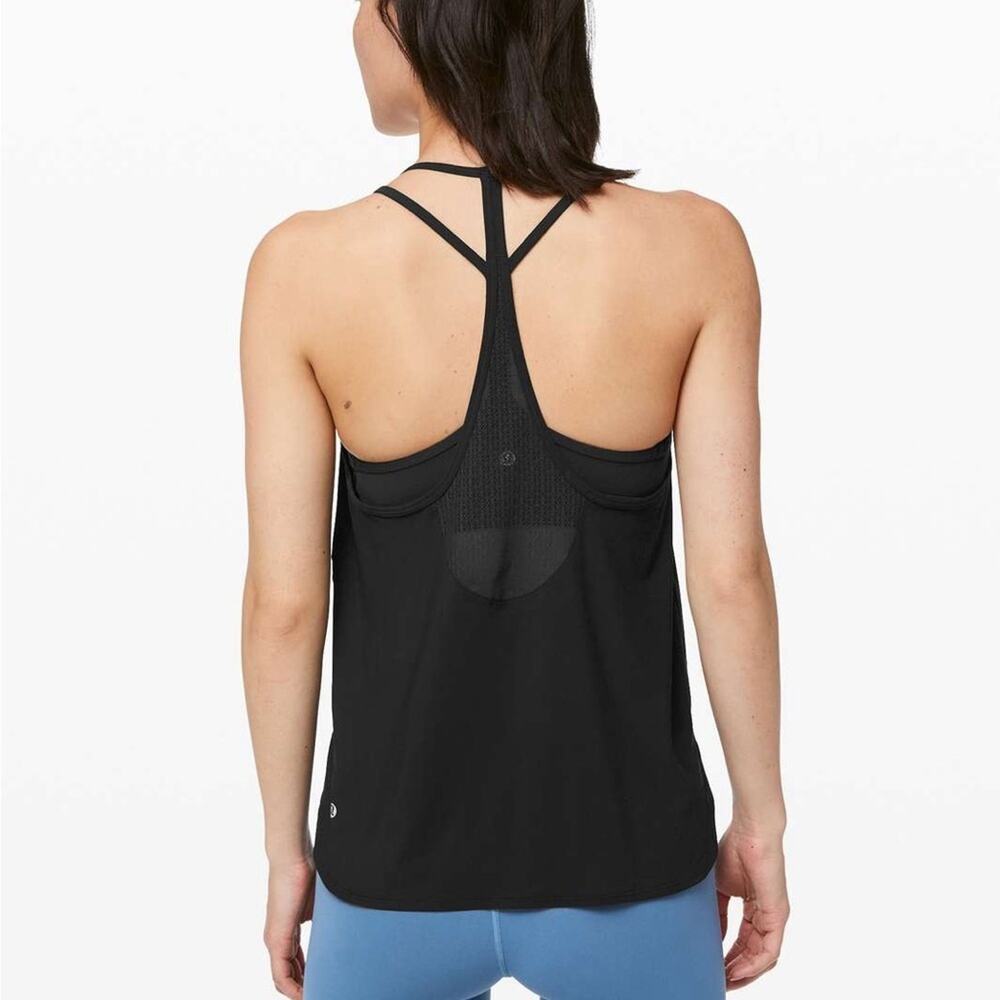 Lululemon Delicate Day Tank Black Lace Back Yoga Barre Workout Top Size 4